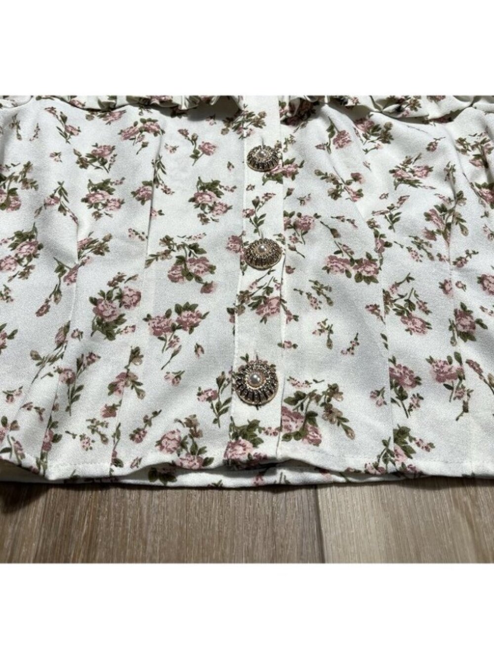 Sister Jane Button Floral Print Peter Pan Collar Blouse Top - Women Size Small - Picture 6 of 16